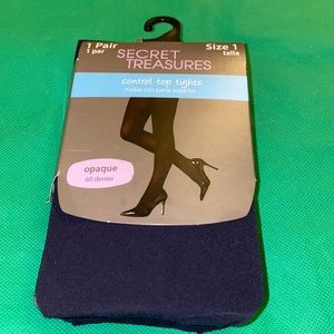 Secret treasures control top navy tights